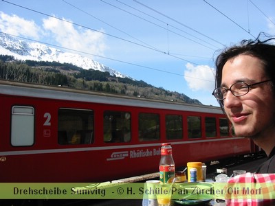 Wieder wrmer: Sebastian beim Rampenfrhstck