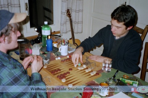 Pan und Domat beim Backgammon